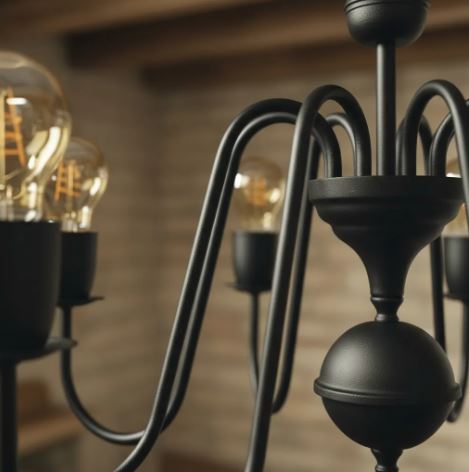 Araña Candelabro 8 luces NEGRO